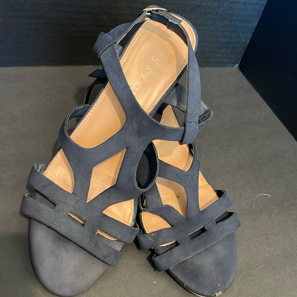 Blue wedge sandal
